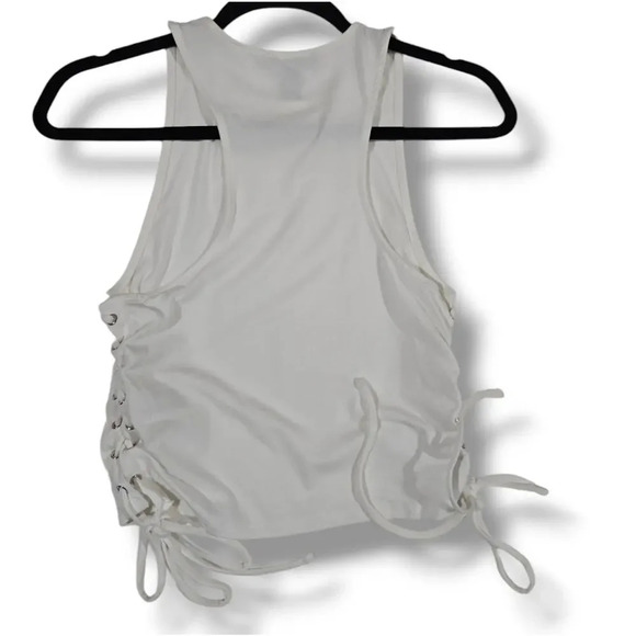 Forever 21 Women’s White Lace-Up Side Ruched Stretch Tank Top - Size Medium - Picture 5 of 7